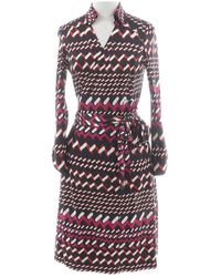 Diane von Furstenberg Seide Midi Kleid - Mehrfarbig