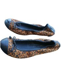 Maje Brown Leather Ballet Flats