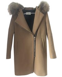 Sandro Camel Wool Coat - Multicolour