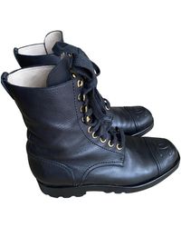 Chanel Stivali biker in Pelle - Nero