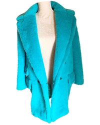 Max Mara Mantel Teddy Bear Icon en Fourrure Turquoise - Bleu