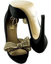 Valentino Leinen Römersandalen - Schwarz