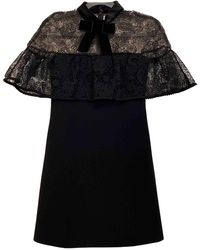 Self-Portrait Wolle Midi kleid - Schwarz