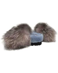 Moncler Sandales en Fourrure Gris - Multicolore