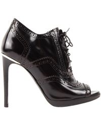 Burberry Patent Leather Lace Up Boots - Black