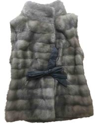 Brunello Cucinelli \n Grey Mink Leather Jacket - Gray