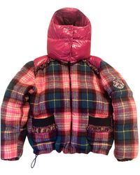 Moncler Mantel Classic en Tweed Multicolore - Rouge
