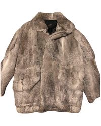 Maje Anthracite Rabbit Coats - Multicolour