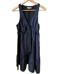 Sandro Seide Midi kleid - Blau