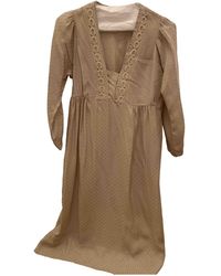 Sandro Seide Midi kleid - Natur