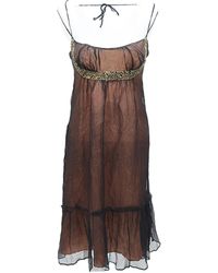 Sandro Seide Midi kleid - Braun