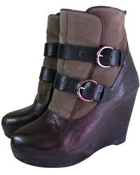 Sandro Leder Mit gurten boots - Braun