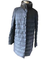 Moncler Mantel en Laine Anthracite - Multicolore