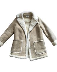 Sandro Beige Suede Coats - Natural