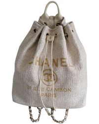Chanel Mochila Deauville Tweed - Neutro