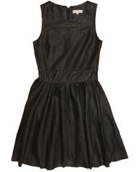 Sandro Leder Midi kleid - Schwarz