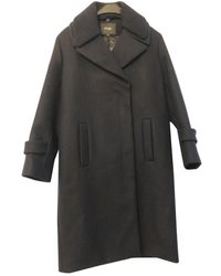 Maje Navy Wool Coat - Multicolour