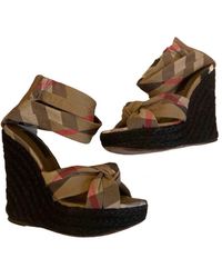 Burberry Cloth Sandals - Natural