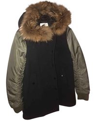 Sandro Khaki Wool Coat - Multicolour