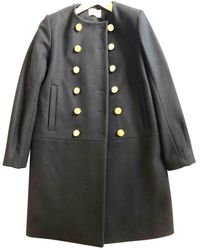 Sandro Navy Wool Coats - Blue