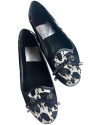 Moncler Ballerines en veau façon poulain - Bleu