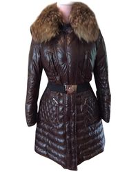 Moncler Mantel Fur Hood en Fourrure Marron