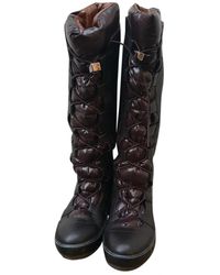 Moncler Bottes en Cuir Marron