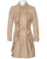 Valentino \n Beige Leather Trench Coat - Natural