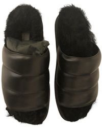 Marni Leder Pantoffeln - Schwarz