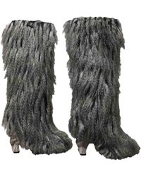 Chanel Stivali in Pelliccia sintetica - Grigio