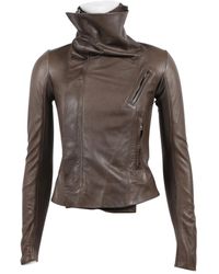 Rick Owens Giacche in pelle marrone