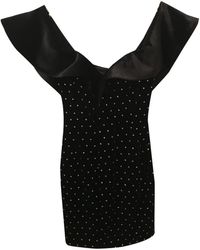 Self-Portrait Samt Mini kleid - Schwarz