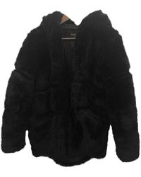 Maje Black Faux Fur Coat