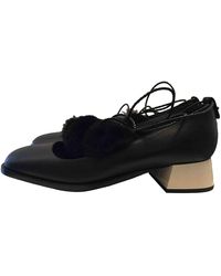 Max Mara Leather Ballet Flats - Black