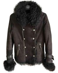 Maje Black Mongolian Lamb Coat