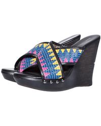 Diane von Furstenberg Leder Pantoffeln - Blau