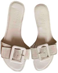 Max Mara Leather Mules - Natural