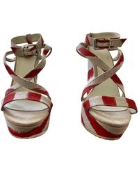 Burberry Cloth Sandals - Red