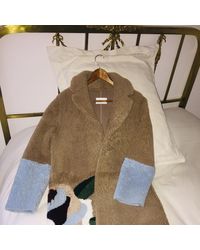 Sandro Fall Winter 2018 Beige Shearling Coat - Natural