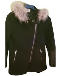 Sandro Wolle Dufflecoat - Schwarz