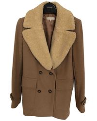 Sandro Beige Wool Coats - Natural