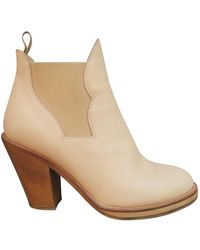 Acne Studios Star Beige Leather Ankle Boots - Natural