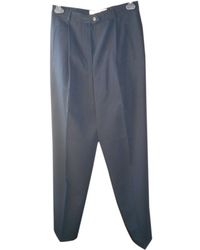 Max Mara Navy Wool Trousers - Blue