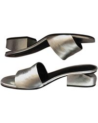Alexander Wang Leder Pantoffeln - Mettallic