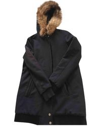 Maje Navy Polyester Coat - Blue