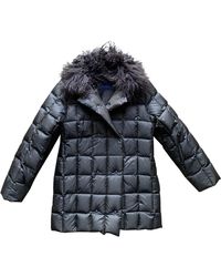 Moncler Mantel Fur Hood en Synthétique Marron