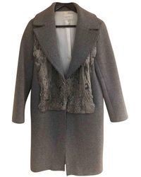 Sandro Grey Faux Fur Coats - Gray