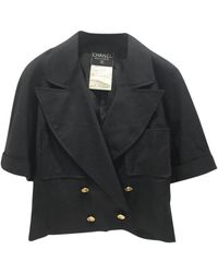 Chanel Leinen Kurze Jacke - Schwarz