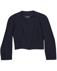 Chanel Wolle Kurze Jacke - Blau