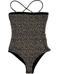 Chanel Costume da bagno in poliestere dorato - Nero